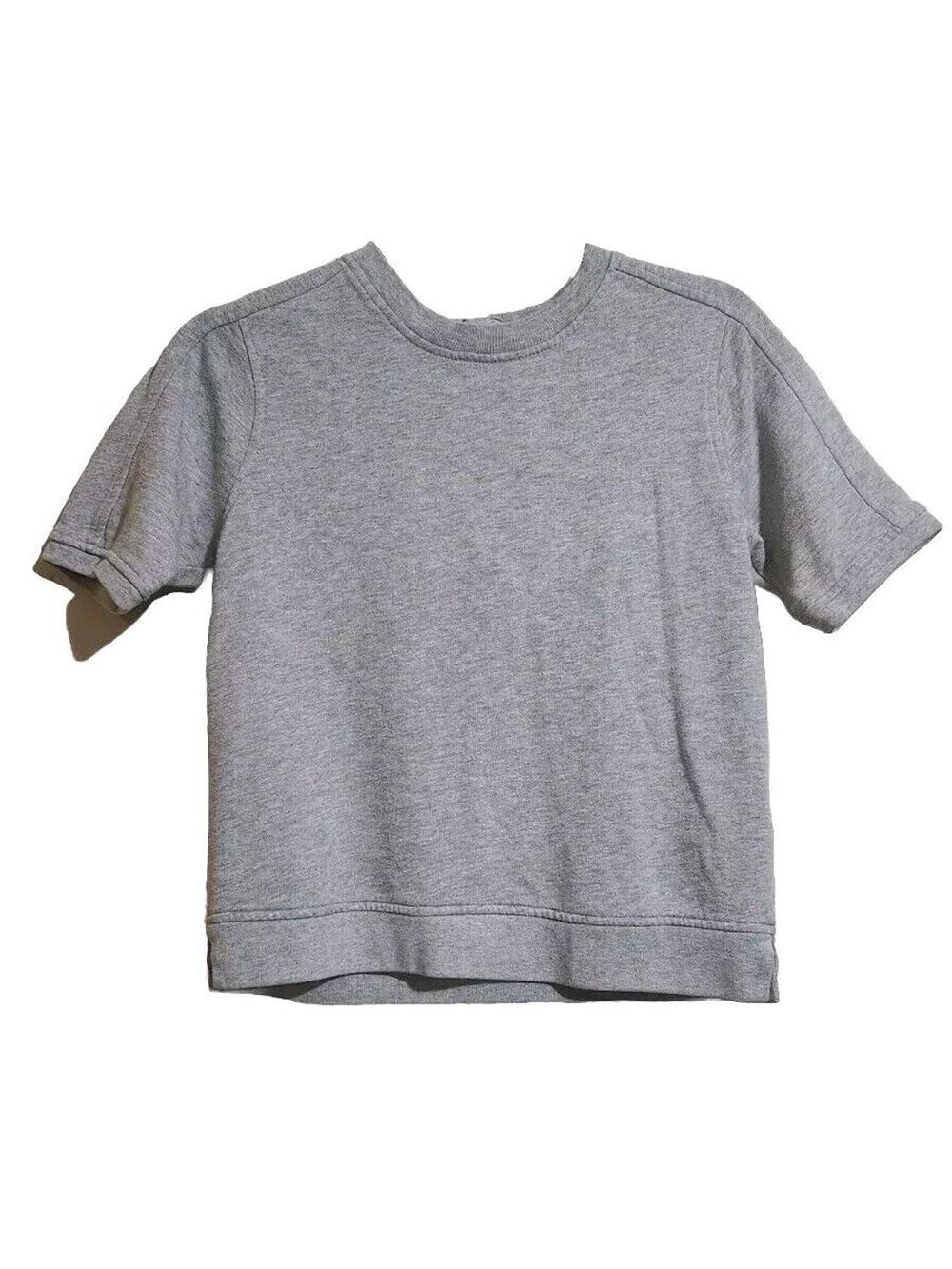 Banana Republic Women X-Small XS Gray Terry Cloth Sweater Shirt Short Sleeve Zip